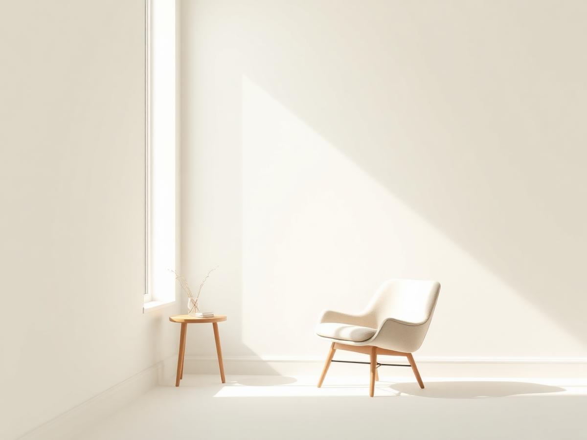 A quiet, softly lit room with a single chair beside a window.